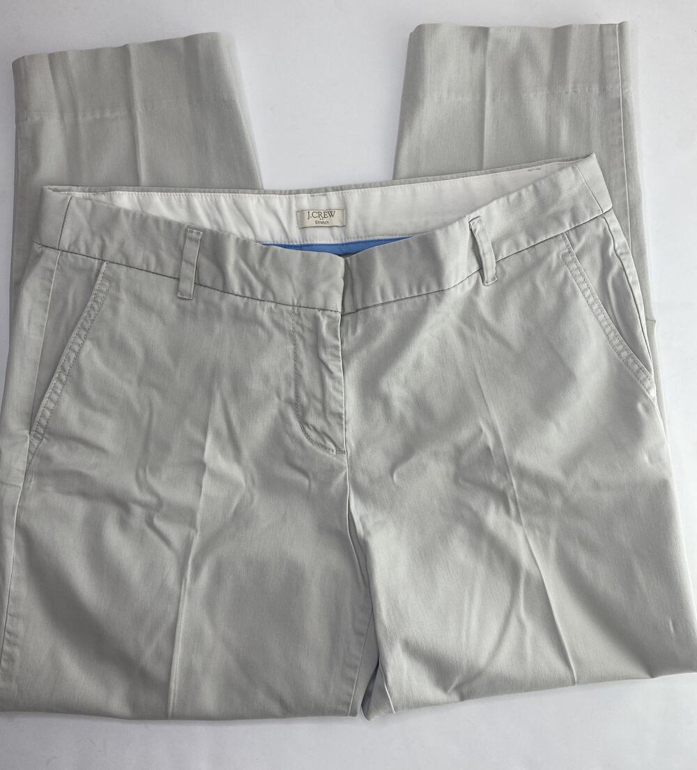 J.CREW Womens Size 8 Stretch Gray dress pants 100% Wool Favorite Fit